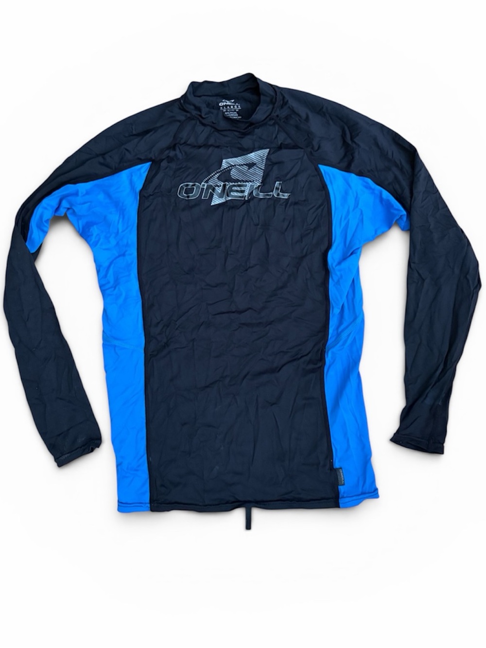O'Neill Men’s Black & Blue Rash Guard in XL with 50+ UV Protection